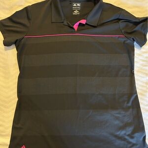 Adidas Black Golf Shirt with Pink Accents withh Canada Dry Logo on Sleeve